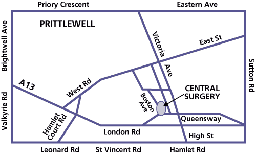 Practice area map - Central Surgery